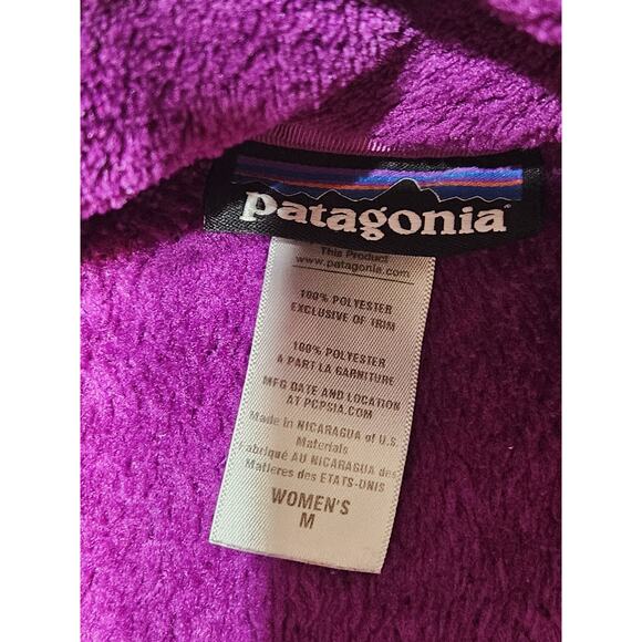 Patagonia Sweater Womens Medium Purple Soft Fleece Snap T Pocket Logo - Picture 3 of 15